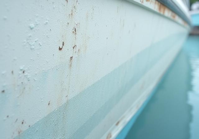 Dull and oxidized boat hull