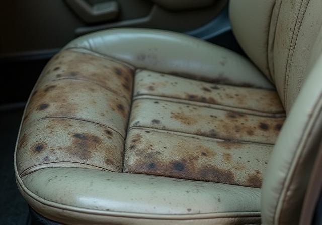 Dirty and worn car leather seat