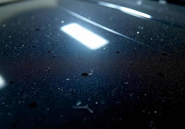 Car paint covered in swirl marks under light